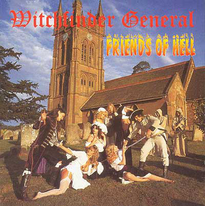 Image is an album cover from the band Witchfinder General featuring men tormenting scantily clad women dressed in 18th century costumes.